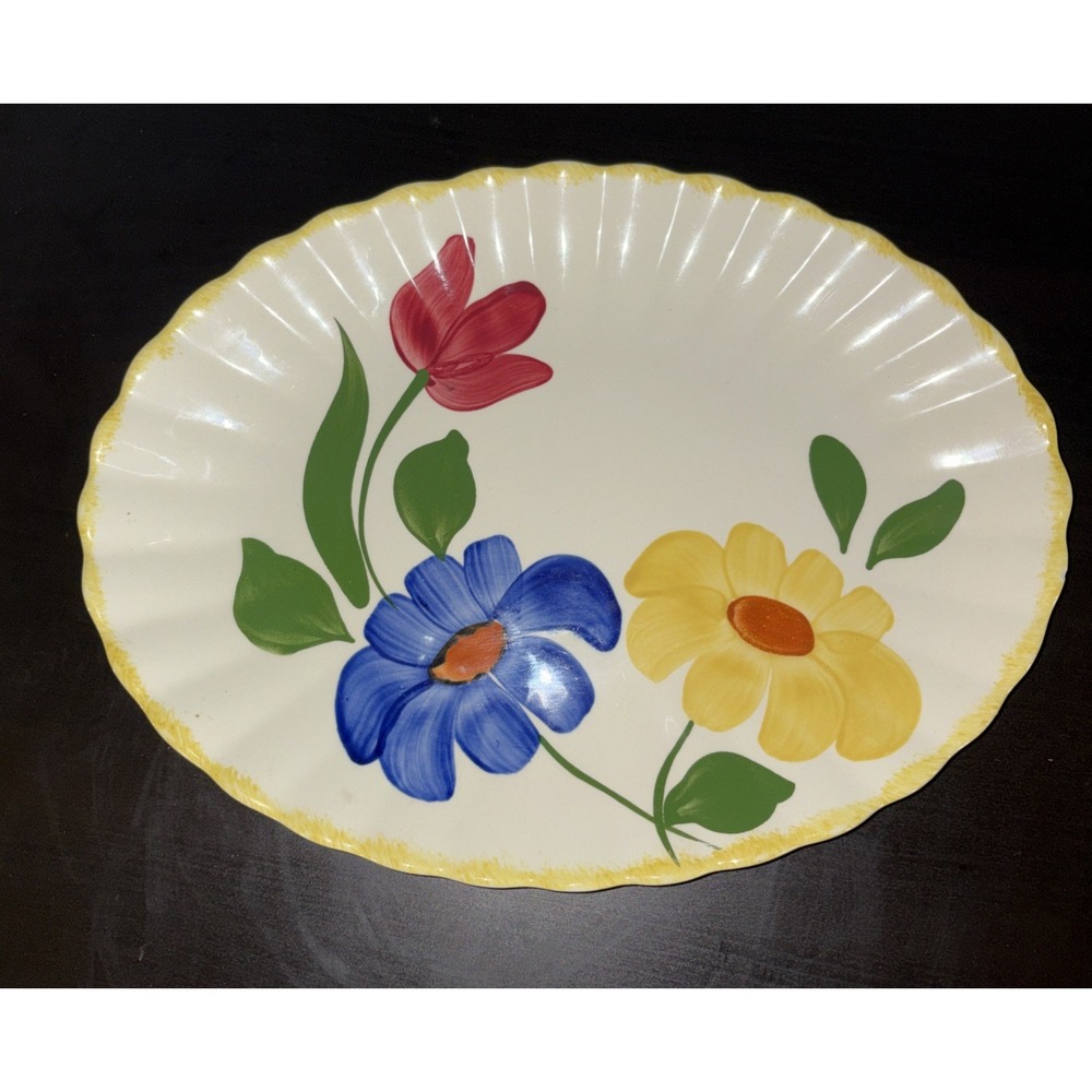Vintage Blue Ridge Southern Pottery Oval Platter - 11 3/4" Sun Bouquet